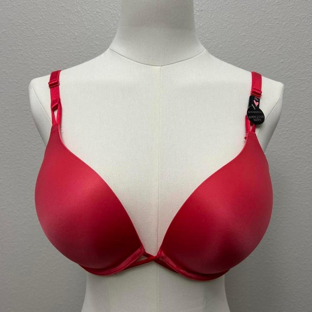 Victoria's Secret Bombshell plunge red bra with padding, size 34D